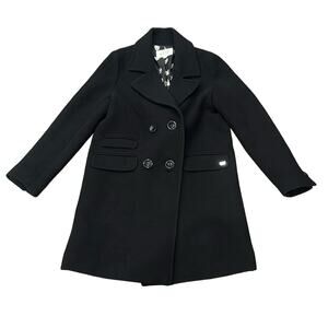Teenie Weenie Women's Double Breasted Wool Pea Coat Black Size M